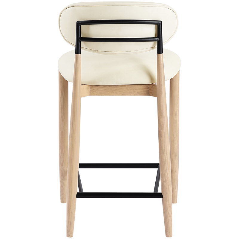 meridian furniture riccio cream vegan leather upholstered stool