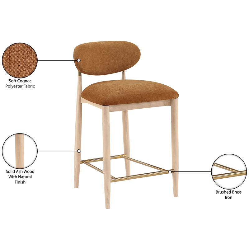 Meridian Furniture Riccio Cognac Fabric Upholstered Stool