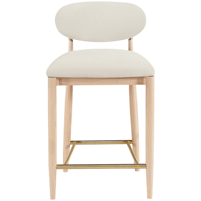 Meridian Furniture Riccio Cream Fabric Upholstered Stool