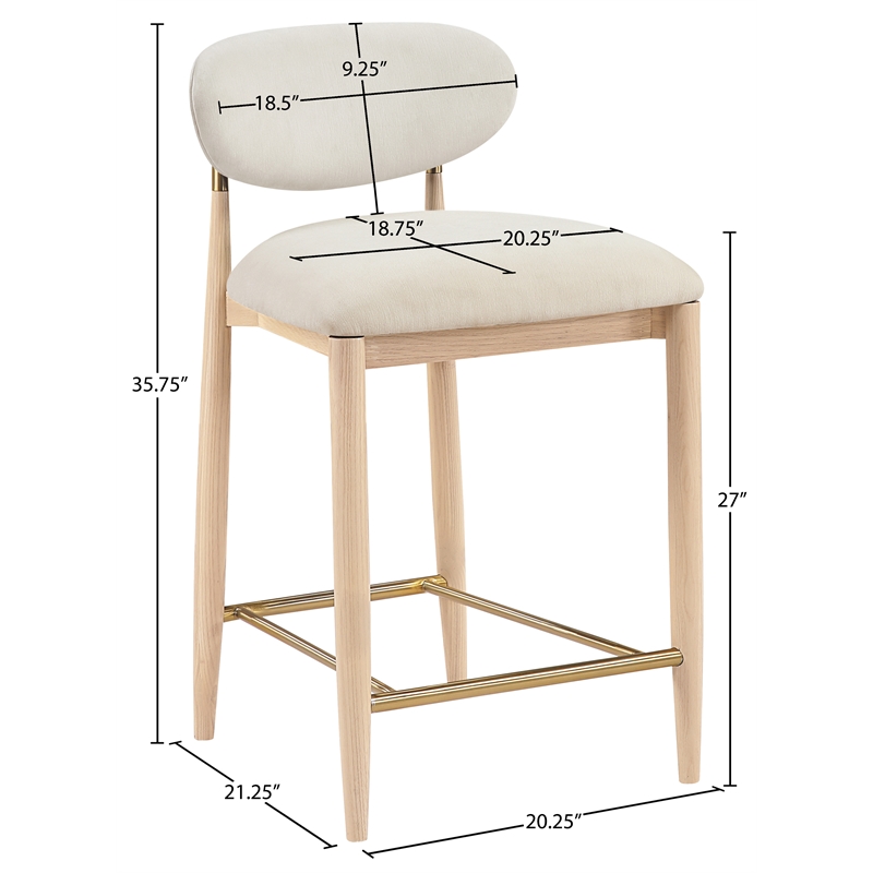 Meridian Furniture Riccio Cream Fabric Upholstered Stool