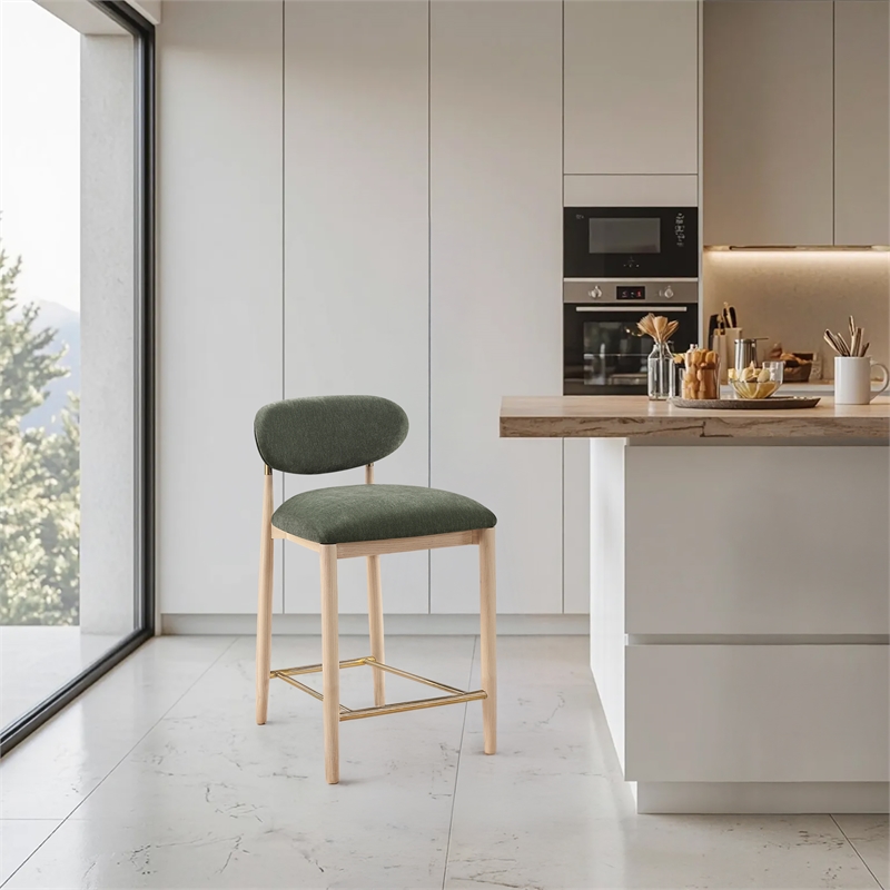 Meridian Furniture Riccio Olive Fabric Upholstered Stool