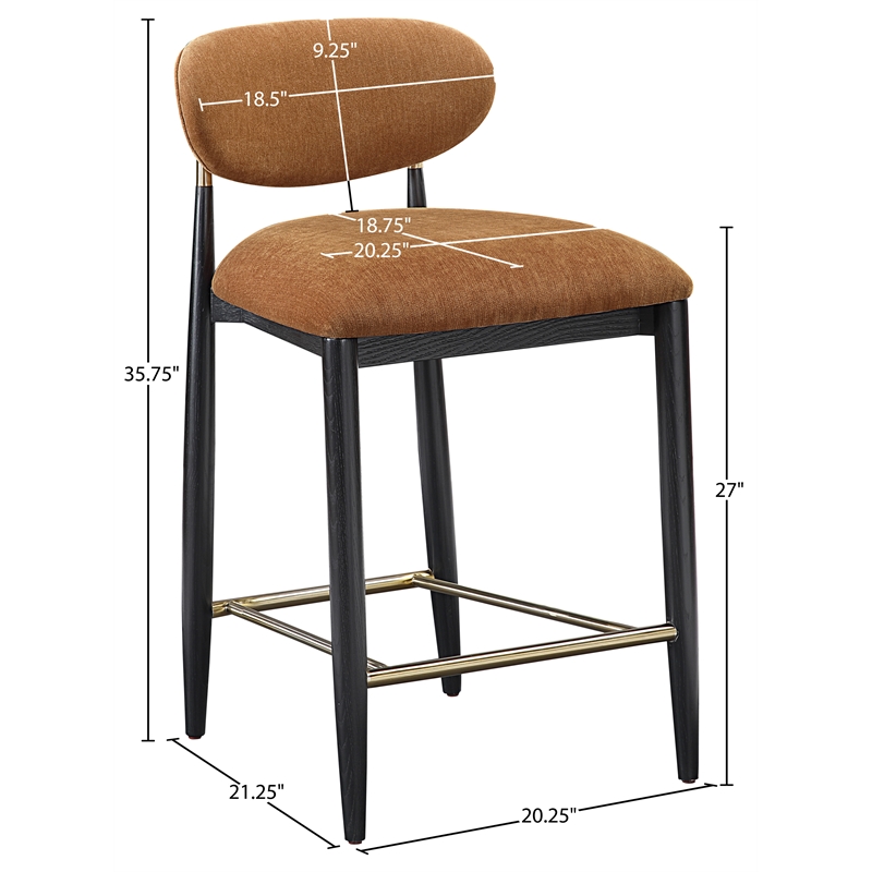 Meridian Furniture Riccio Cognac Fabric Upholstered Stool