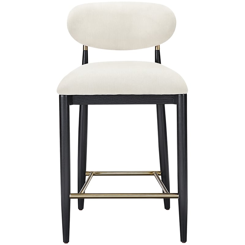 Meridian Furniture Riccio Cream Fabric Upholstered Stool