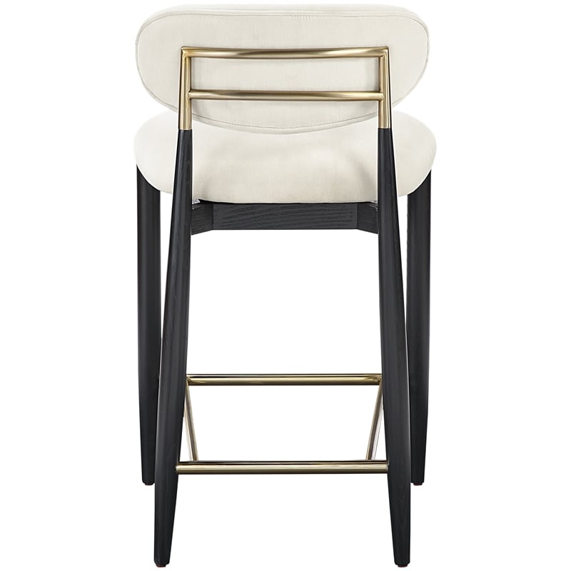 Meridian Furniture Riccio Cream Fabric Upholstered Stool