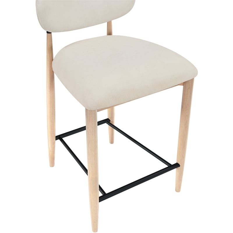 Meridian Furniture Riccio Cream Fabric Upholstered Stool
