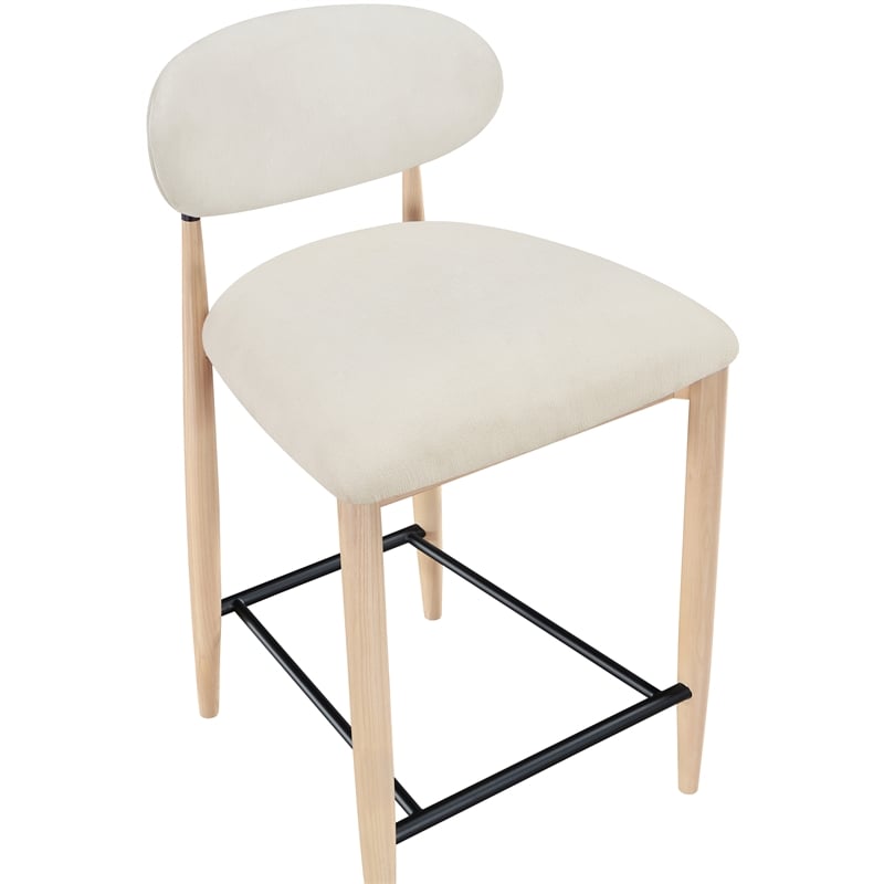 Meridian Furniture Riccio Cream Fabric Upholstered Stool