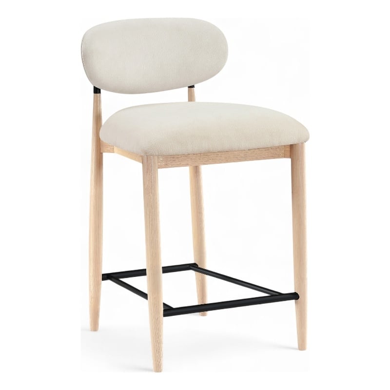 Meridian Furniture Riccio Cream Fabric Upholstered Stool
