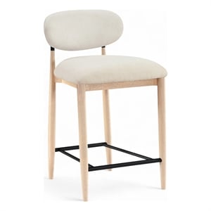 Meridian Furniture Riccio Cream Fabric Upholstered Stool