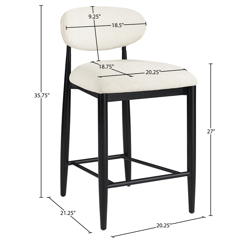 Meridian Furniture Riccio Beige Fabric Upholstered Stool