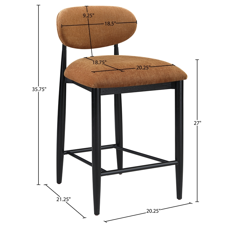 Meridian Furniture Riccio Cognac Fabric Upholstered Stool