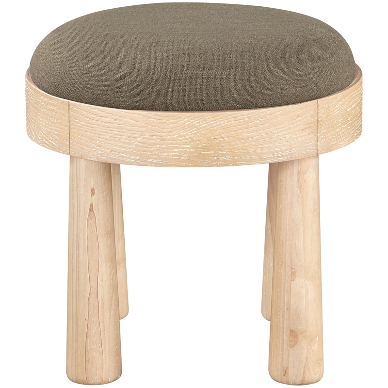Meridian Furniture Larea Brown Linen Textured Fabric Upholstered Ottoman