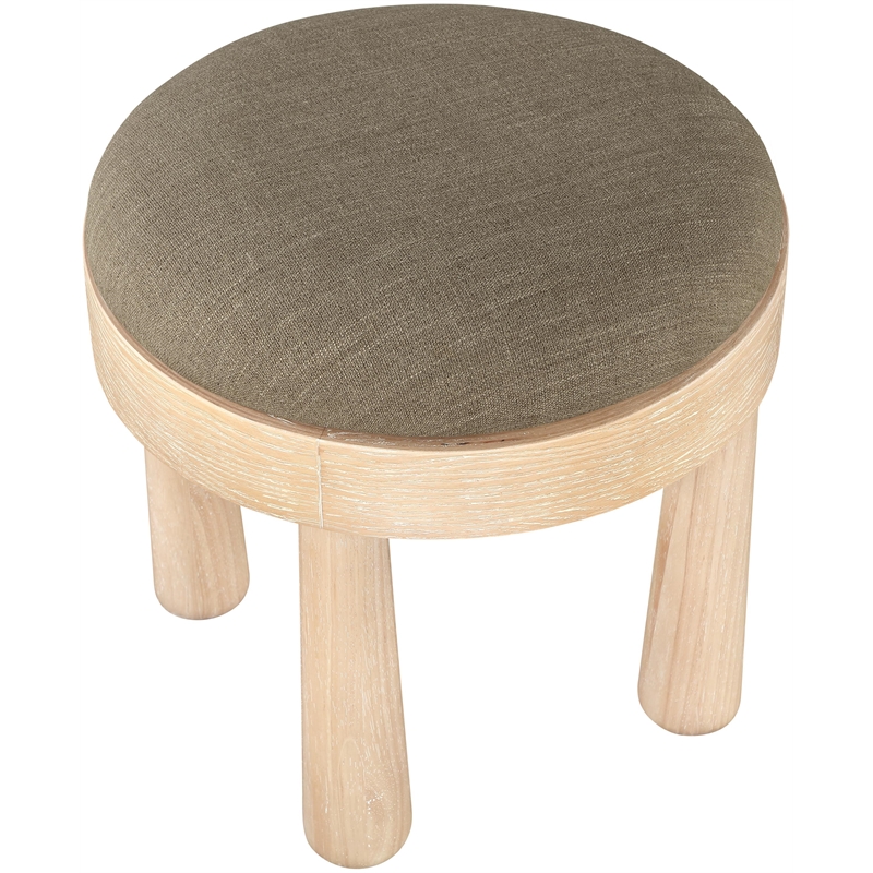 Meridian Furniture Larea Brown Linen Textured Fabric Upholstered Ottoman
