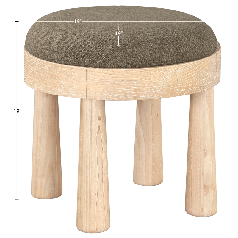 Meridian Furniture Larea Brown Linen Textured Fabric Upholstered Ottoman