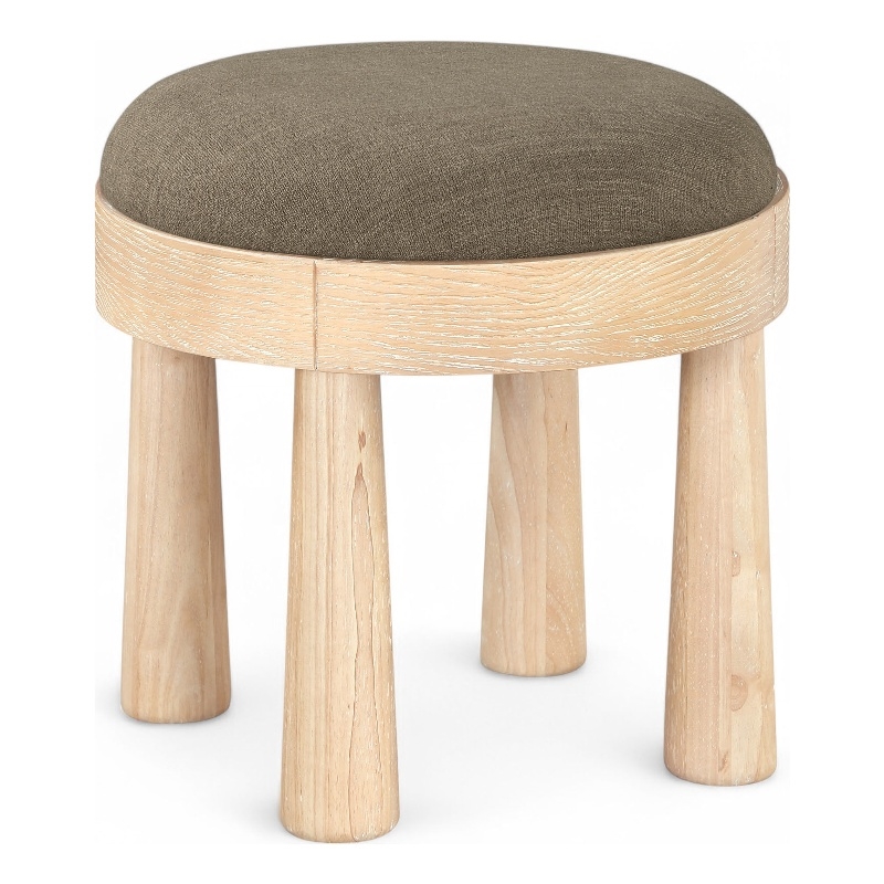 Meridian Furniture Larea Brown Linen Textured Fabric Upholstered Ottoman