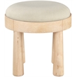 Meridian Furniture Larea Cream Linen Textured Fabric Upholstered Ottoman
