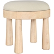 Meridian Furniture Larea Cream Linen Textured Fabric Upholstered Ottoman