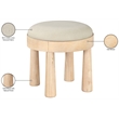 Meridian Furniture Larea Cream Linen Textured Fabric Upholstered Ottoman