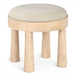 Meridian Furniture Larea Cream Linen Textured Fabric Upholstered Ottoman