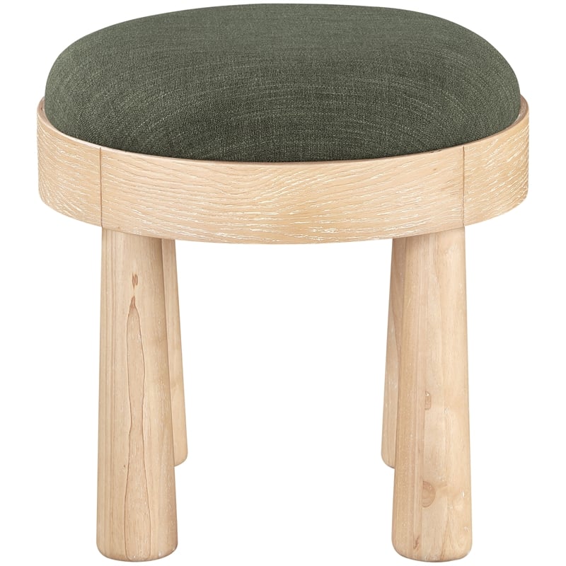 Meridian Furniture Larea Olive Linen Textured Fabric Upholstered Ottoman