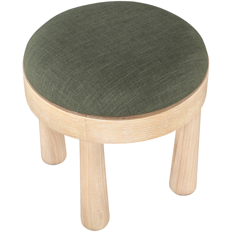 Meridian Furniture Larea Olive Linen Textured Fabric Upholstered Ottoman