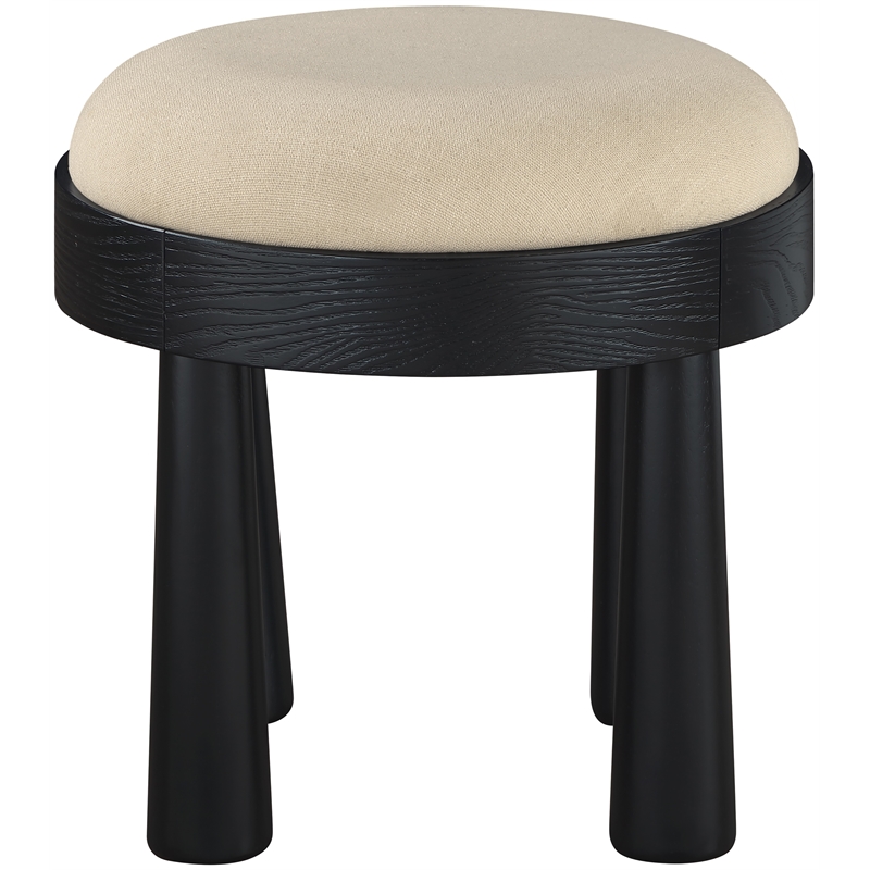 Meridian Furniture Larea Beige Linen Textured Fabric Upholstered Ottoman
