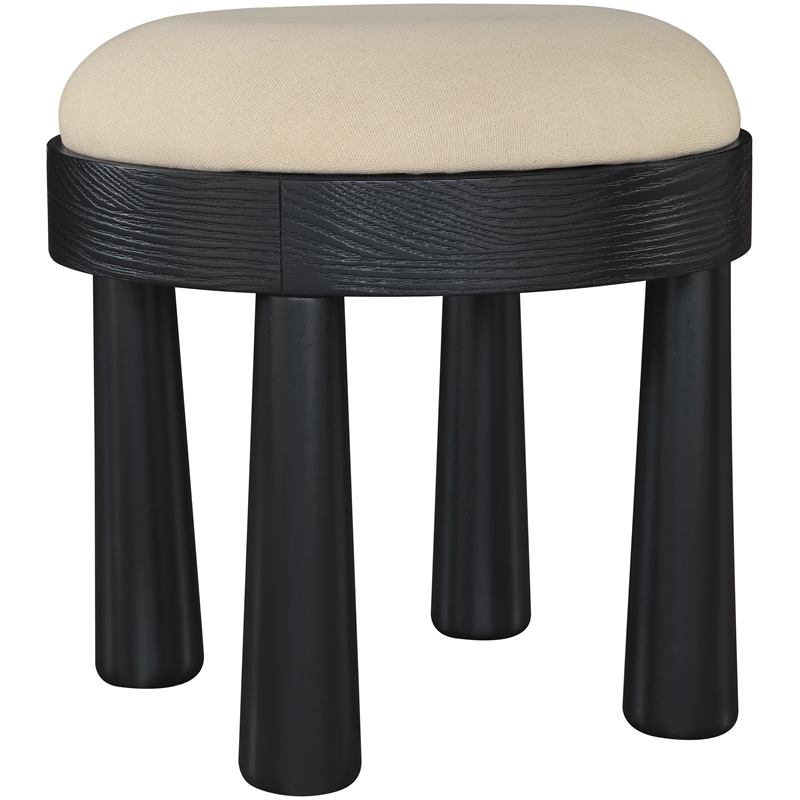 Meridian Furniture Larea Beige Linen Textured Fabric Upholstered Ottoman