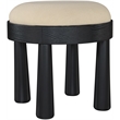 Meridian Furniture Larea Beige Linen Textured Fabric Upholstered Ottoman