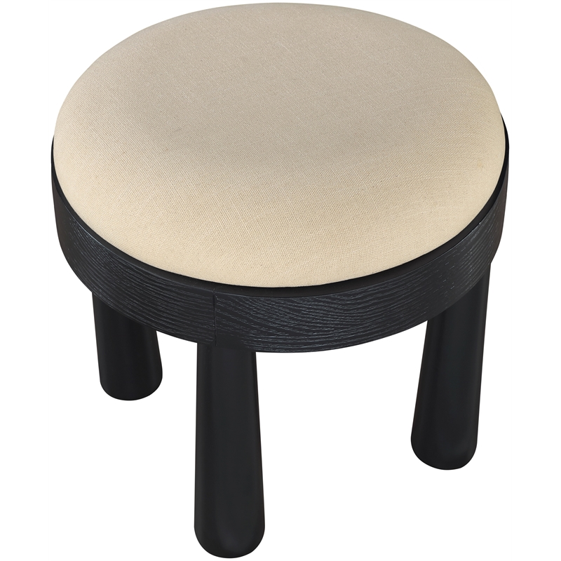 Meridian Furniture Larea Beige Linen Textured Fabric Upholstered Ottoman