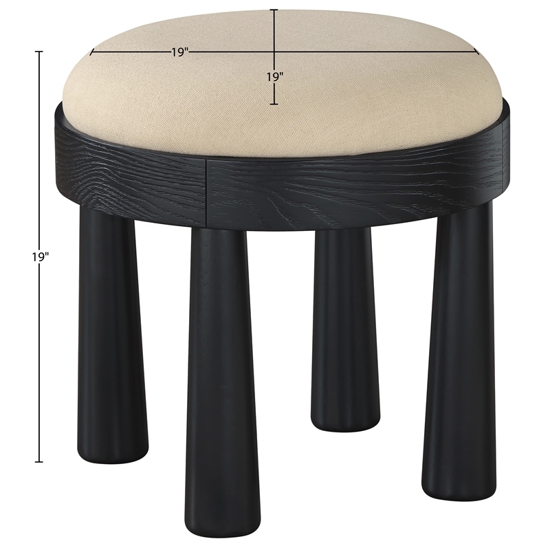 Meridian Furniture Larea Beige Linen Textured Fabric Upholstered Ottoman