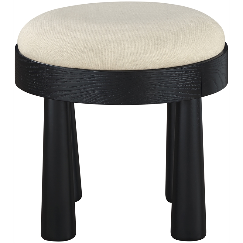 Meridian Furniture Larea Cream Linen Textured Fabric Upholstered Ottoman