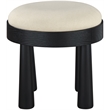 Meridian Furniture Larea Cream Linen Textured Fabric Upholstered Ottoman