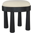 Meridian Furniture Larea Cream Linen Textured Fabric Upholstered Ottoman