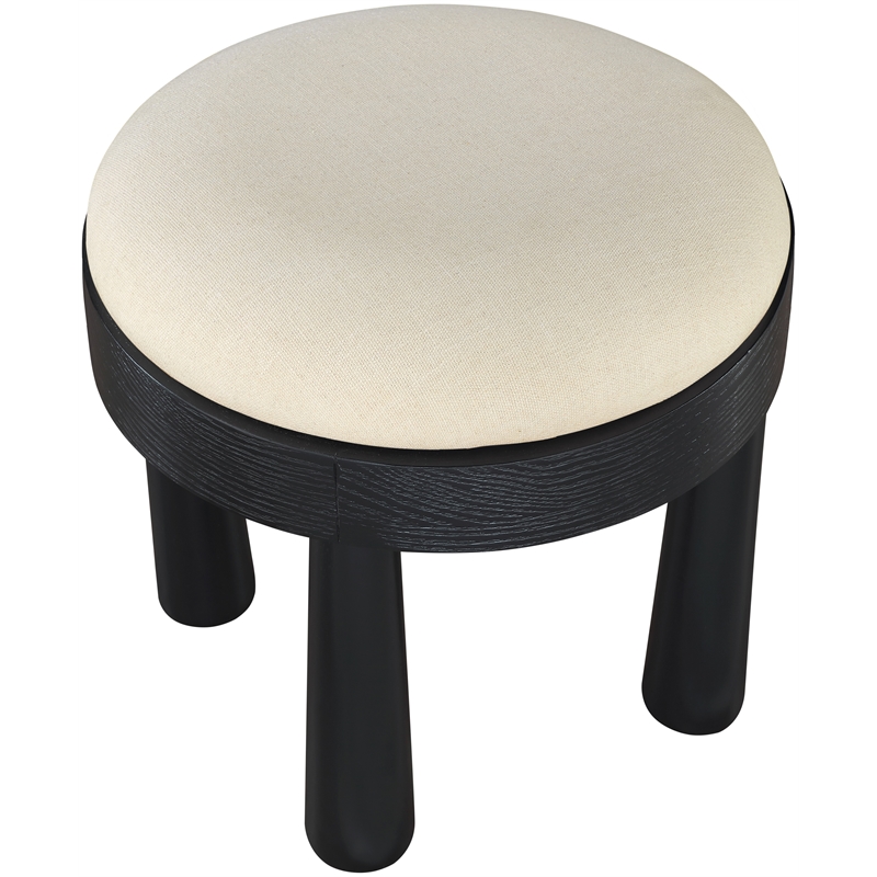 Meridian Furniture Larea Cream Linen Textured Fabric Upholstered Ottoman
