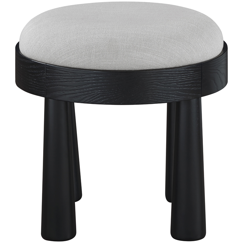 Meridian Furniture Larea Grey Linen Textured Fabric Upholstered Ottoman