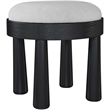 Meridian Furniture Larea Grey Linen Textured Fabric Upholstered Ottoman