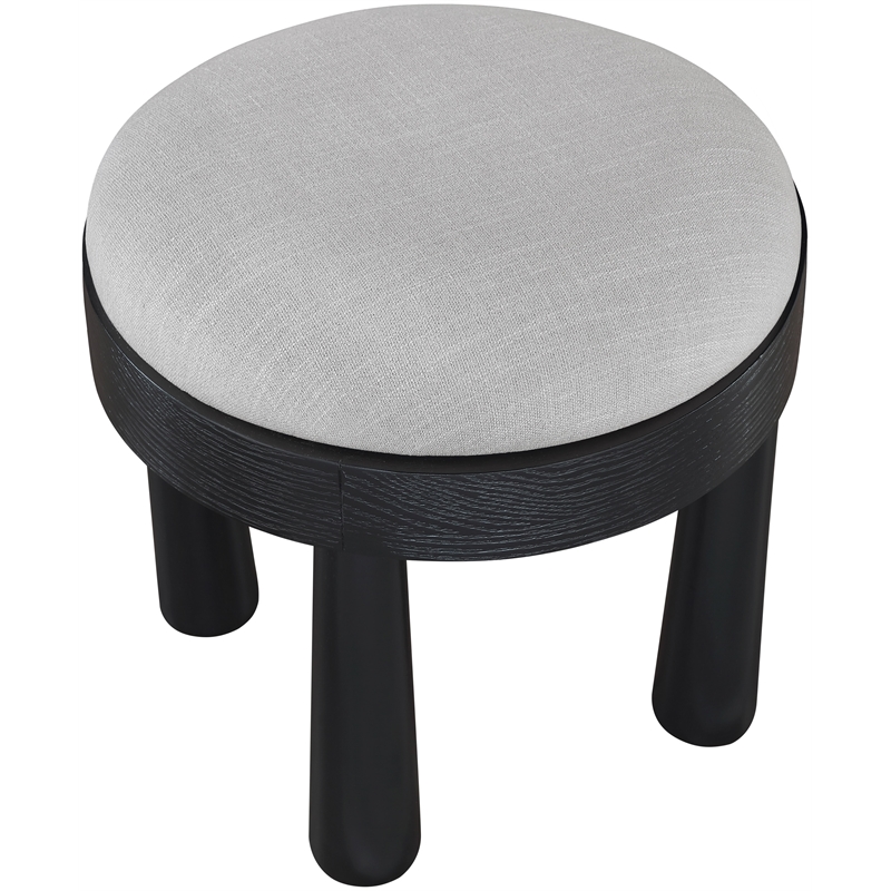 Meridian Furniture Larea Grey Linen Textured Fabric Upholstered Ottoman