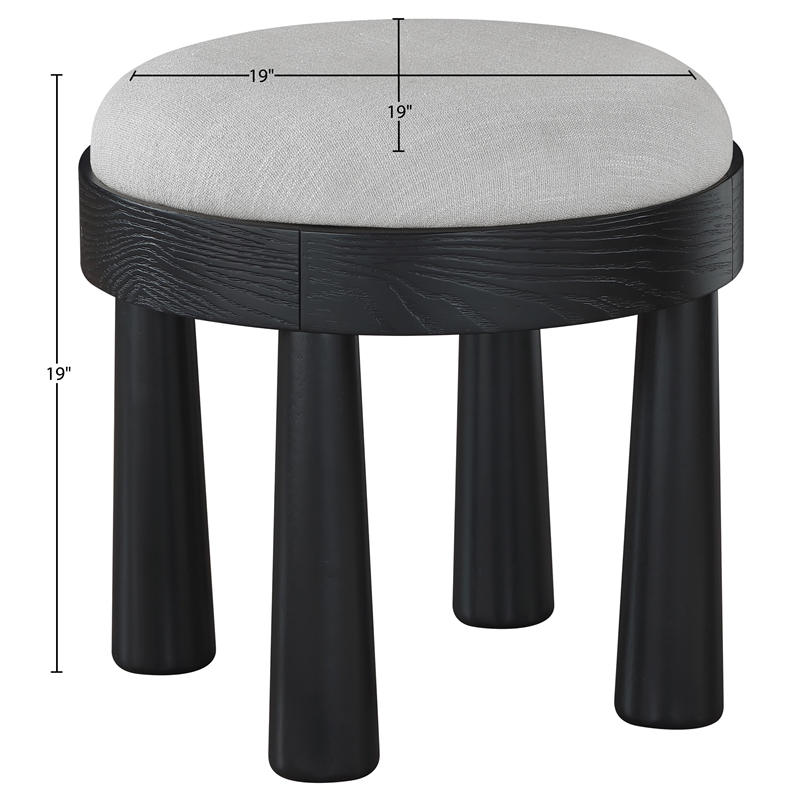 Meridian Furniture Larea Grey Linen Textured Fabric Upholstered Ottoman