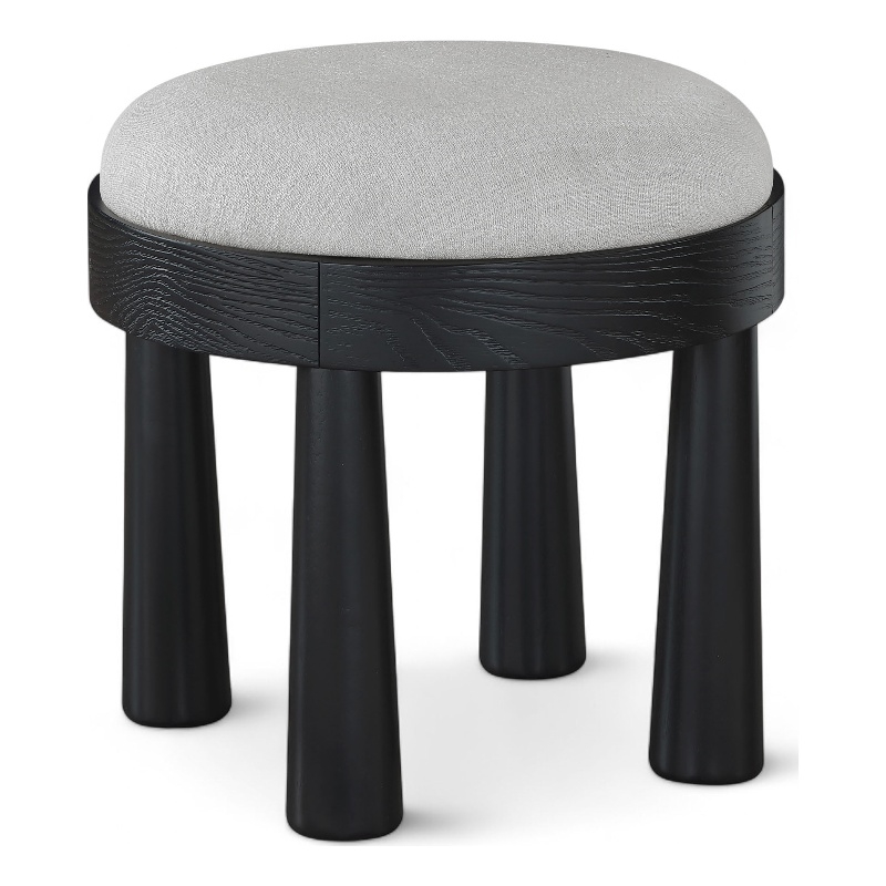 Meridian Furniture Larea Grey Linen Textured Fabric Upholstered Ottoman