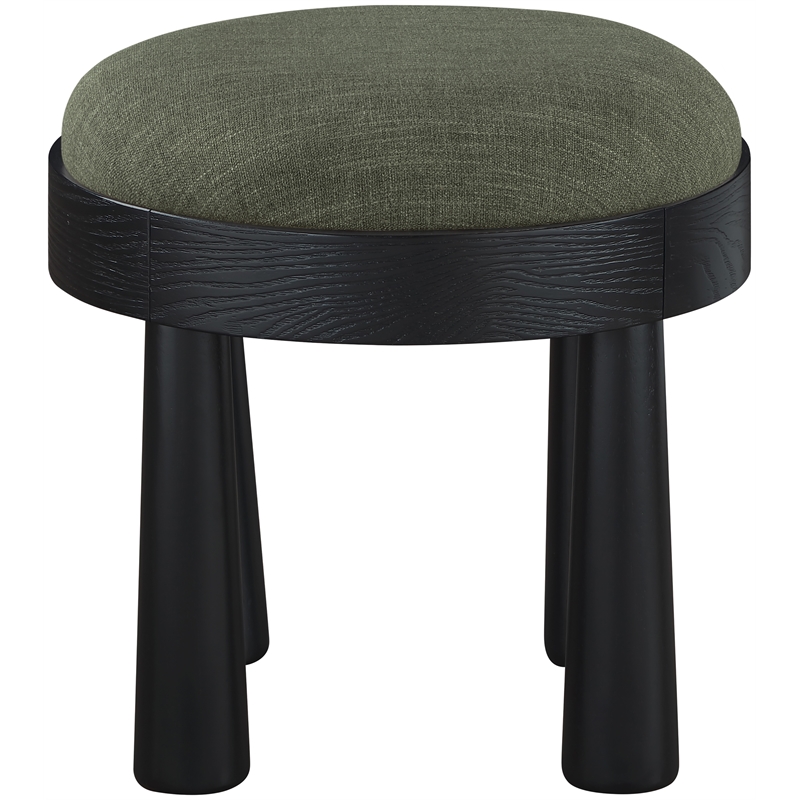 Meridian Furniture Larea Olive Linen Textured Fabric Upholstered Ottoman
