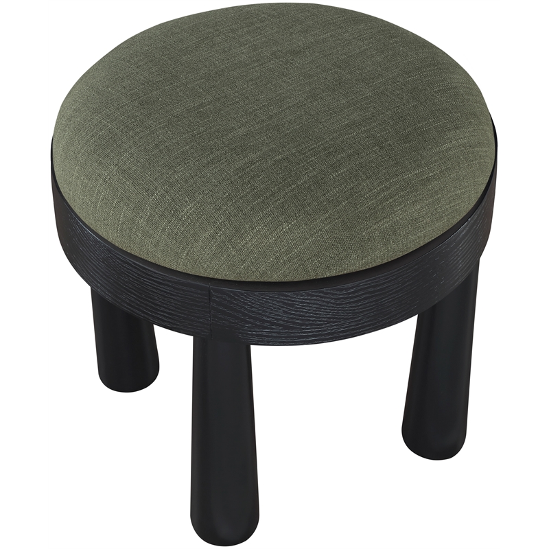 Meridian Furniture Larea Olive Linen Textured Fabric Upholstered Ottoman