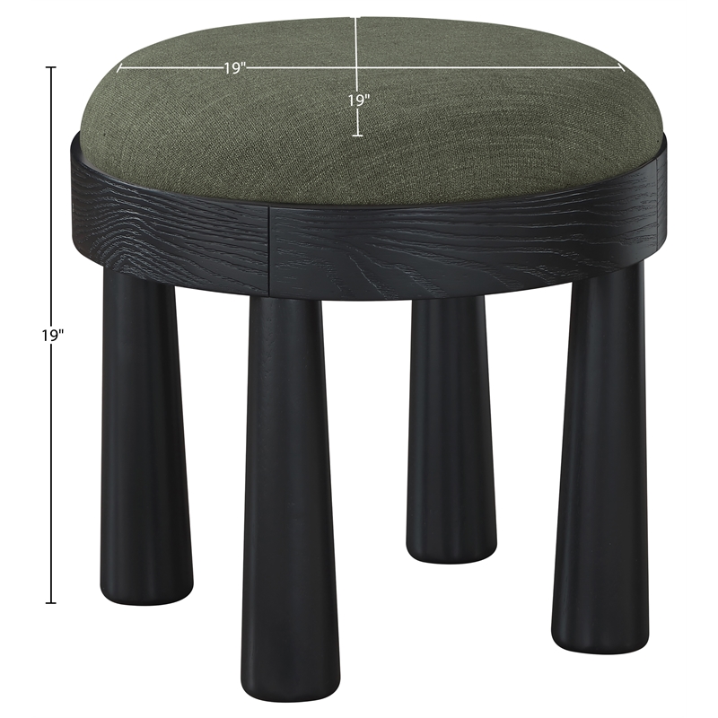 Meridian Furniture Larea Olive Linen Textured Fabric Upholstered Ottoman