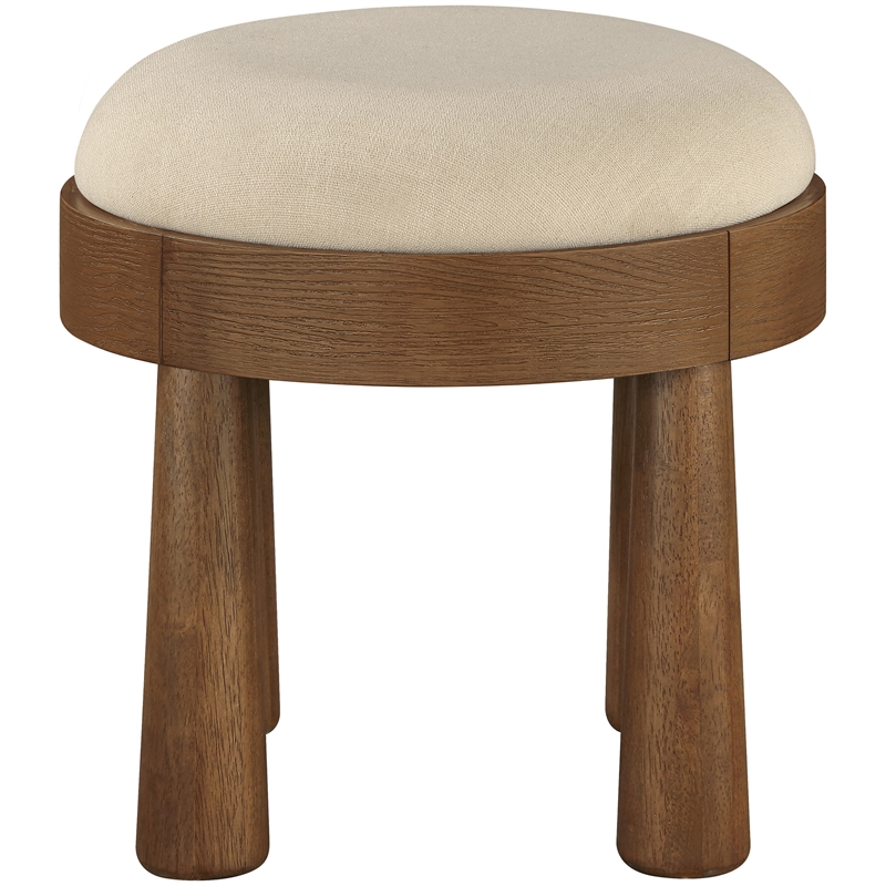 Meridian Furniture Larea Beige Linen Textured Fabric Upholstered Ottoman