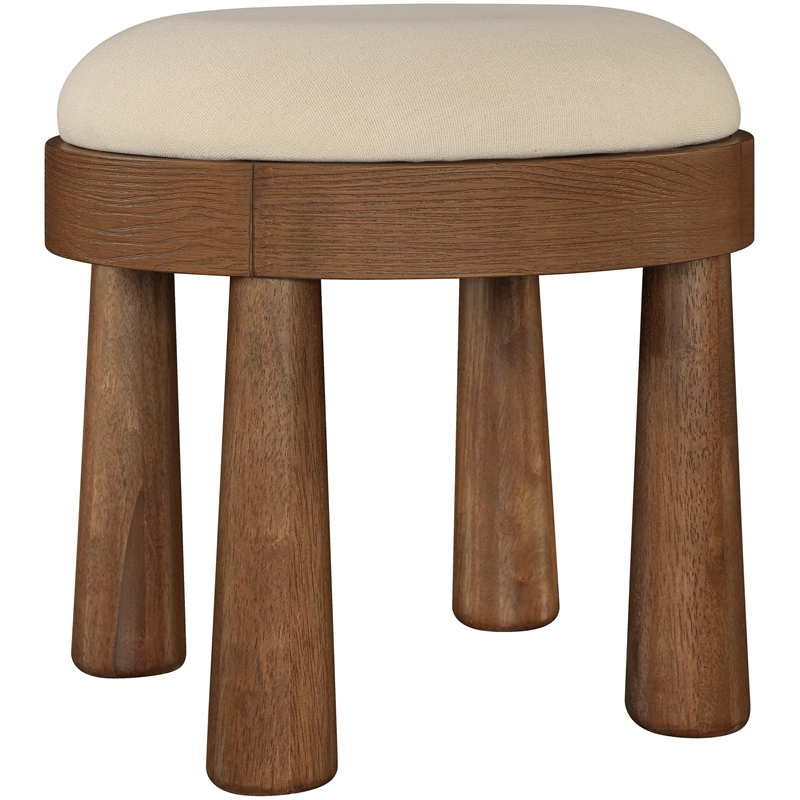 Meridian Furniture Larea Beige Linen Textured Fabric Upholstered Ottoman