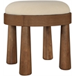 Meridian Furniture Larea Beige Linen Textured Fabric Upholstered Ottoman