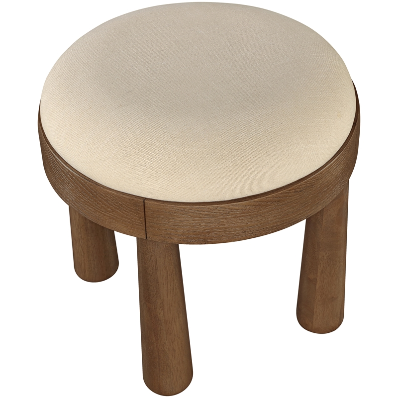 Meridian Furniture Larea Beige Linen Textured Fabric Upholstered Ottoman
