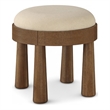 Meridian Furniture Larea Beige Linen Textured Fabric Upholstered Ottoman
