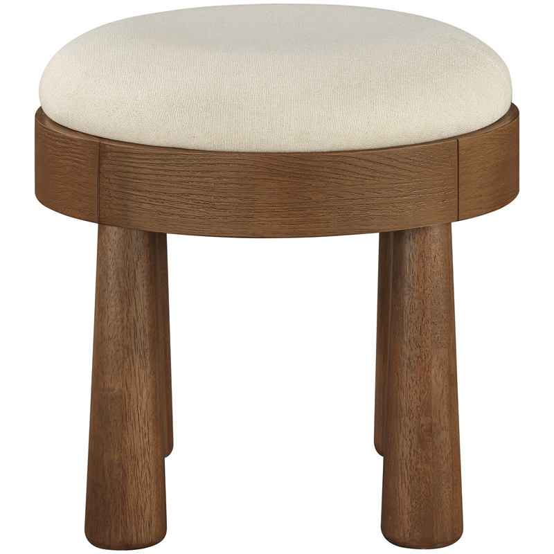 Meridian Furniture Larea Cream Linen Textured Fabric Upholstered Ottoman