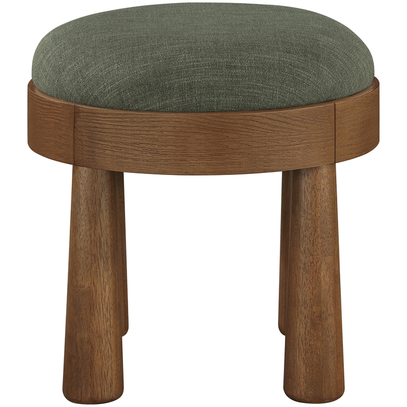Meridian Furniture Larea Olive Linen Textured Fabric Upholstered Ottoman