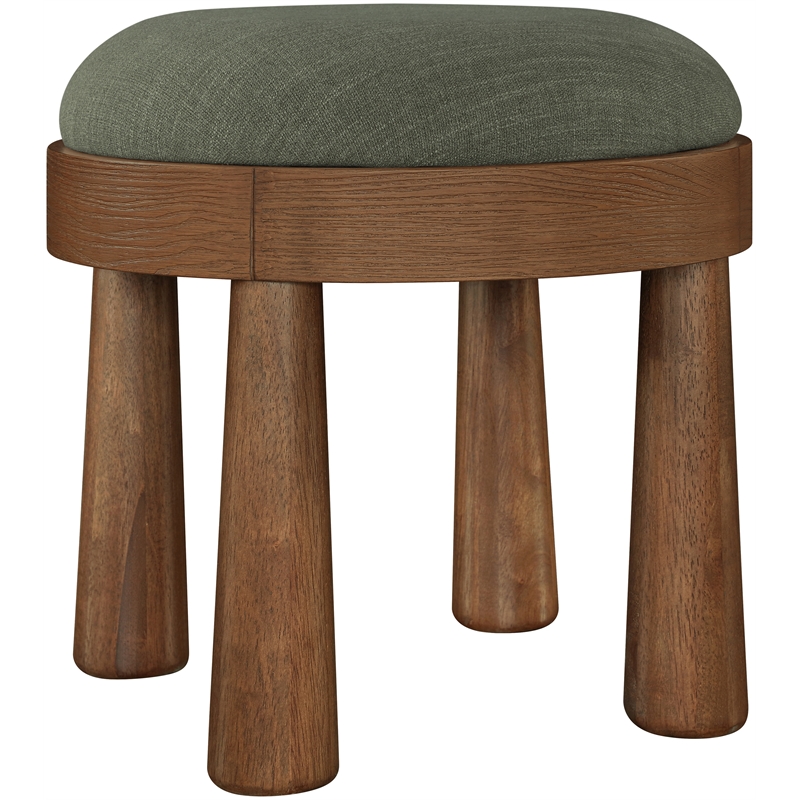 Meridian Furniture Larea Olive Linen Textured Fabric Upholstered Ottoman