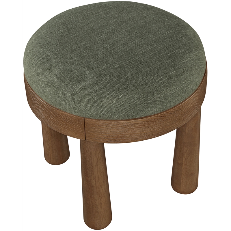 Meridian Furniture Larea Olive Linen Textured Fabric Upholstered Ottoman